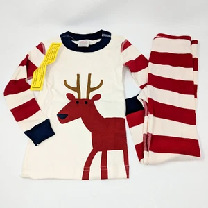 Pijama Hanna Andersson a rayas de reno de Navidad talla 3T para niños pequeños - Imagen 1 de 6