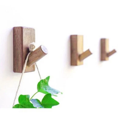 Gancho de haya negro nogal ganchos de madera maciza ganchos de pared decorativos ganchos para abrigo Foto 1 de 4