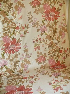 BY YD GP & J BAKER "SUNG" TREE PEONY BUTTERFLY PRINT PINK CORAL TAN n CREAM #999 - Picture 1 of 11