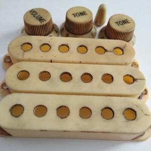 Heavy Relic'ed Single Coil Pickup Covers, Knobs and Switch Set. 52mm - Picture 1 of 3