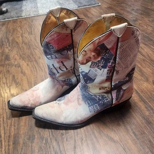 JB Dillon Wildleder Damen Marilyn Cowboystiefel Größe 7,5 M Original Ziege Zeitung - Bild 1 von 19