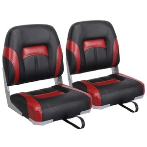 Leader Accessories A Pair Elite Low High Back Fishing Boat Seat 2 Red Black - Foto 1 di 6