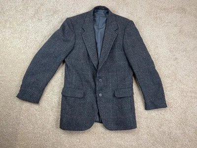 Vintage Farah Blazer Jacket Mens 42L Wool Notch Lapel Button Up Houndstooth Gray Foto 1 de 4
