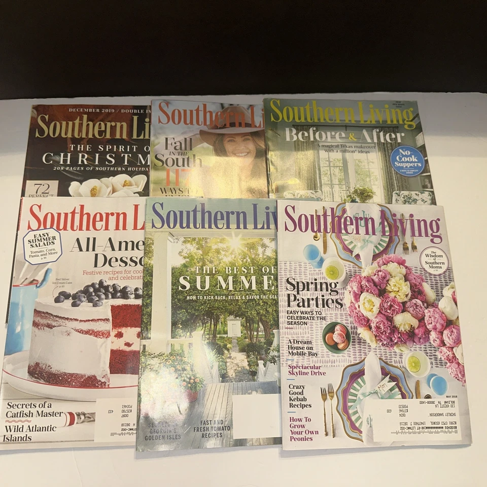 Lot Of 6 Southern Living Magazine 2018 2019 Back Issues Lifestyle Foto 1 de 4