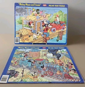 Rompecabezas Bandeja Con Incrustaciones Jaymar Disney Mickey & Friends De Colección - Tren - Lago - Juego de 2 - Imagen 1 de 8