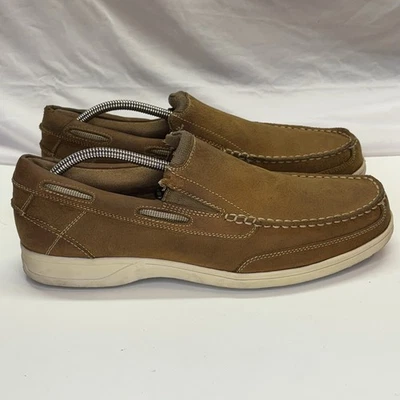 Zapatos sin cordones Florsheim Lakeside Moc Toe de cuero marrón para hombre talla 11 M Suedetec Foto 1 de 4