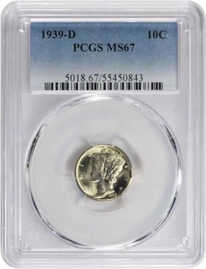1939-D Mercury Silver Dime MS67 PCGS - Picture 1 of 2
