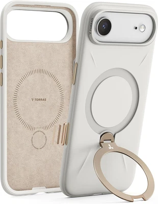 TORRAS iPhone Air  Q3 Silicone Case 360 Spin 6.5' Magsafe Kickstand Light Ivory - Image 1 of 4