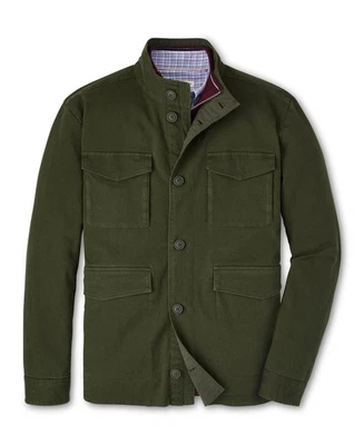 Peter Millar L Stowe Reversible Safari Jacket Wool Cotton Dark Olive NWT $295 - Image 1 of 3