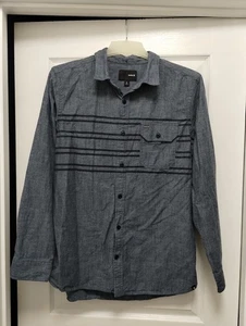 Hurley Button Up Hemd Herren Gr. L gestreift langarm 100% Baumwolle jeansblau - Bild 1 von 5