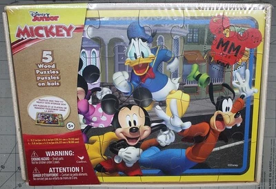 Disney Junior Mickey Mouse 5 Wood Puzzle set New Unopened - Image 1 of 2