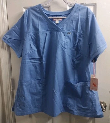 Koi Kathy Peterson Nicole Womens Medical Scrub Top True Ceil Blue 2X NEW - Image 1 of 4