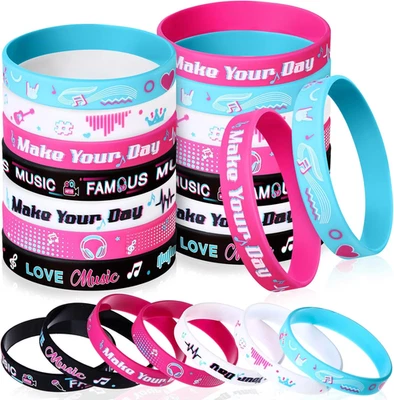 24 Piezas Pulseras de Silicona para Música Pulseras de Goma a Granel Notas de Piano Danza Challen Foto 1 de 4