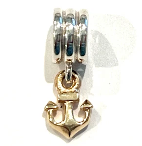 PANDORA 790225 Dangle 14K Gold Anchor Charm SterlingSilver ALE 925 + BAG RETIRED - Picture 1 of 5