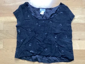 Vintage Warehouse cropped top 12 black sequin beaded embellishment - Picture 1 of 7