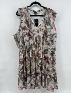 Neu mit Etikett Robert Louis ärmelloses Kleid elfenbeinfarben bunt Blumendruck Damengröße 3X - Bild 1 von 5