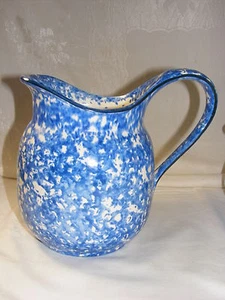Vintage Pottery Stangl Blue Spongeware Town and Country 80 Oz Pitcher #2 7-c - Picture 1 of 4