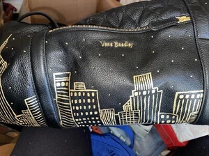 Vera Bradley Gold Skyline Black Large Duffel New York Leather - Picture 1 of 4
