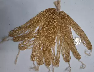 Bright! Master Hank Vintage Clear Gold Lined Glass Seed Beads 48 grams - Picture 1 of 15