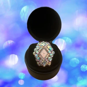 Ladies Watch Rose Gold Color Full Crystals Quartz W/AB Color Crystals & Box - Picture 1 of 10