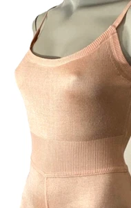 AZZEDINE ALAIA 1990s WOMEN ROMPER PLAYSUIT JUMPSUIT~PALE PINK~ UNWORN VINTAGE ~M - Picture 1 of 16