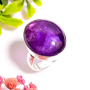 Amethyst Gemstone Ethnic Handmade Jewelry.925 Silver Plated Ring 9.5 US GSR-7458 - Picture 1 of 2