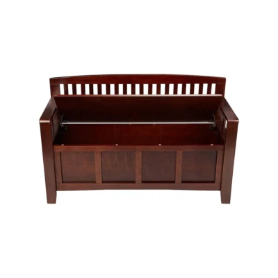 Banco de Almacenamiento Madera Dura Elegante Estilo Moderno Decoración del Hogar 32 x 50 Pulgadas Nogal Foto 1 de 4