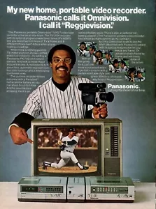 VINTAGE 1981 Panasonic Omnivision Reggie Jackson videocamera TV stampa annuncio - Foto 1 di 1