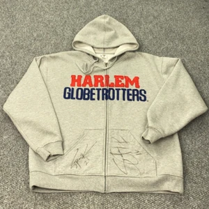 Harlem Globetrotters Zip Hoodie Mens XXL Gray Signed Sweatshirt Basketball - Picture 1 of 8