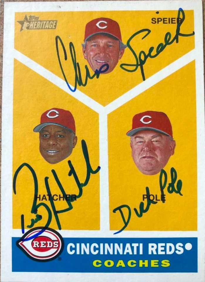 Chris Speier, Billy Hatcher & Dick Pole Autographed 2009 Topps Heritage #459 Foto 1 de 1
