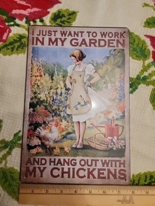 Chicken Signs For Coop Barn Garden Metal Tin Sign Funny Chicken Girl Sign  - Picture 1 of 3