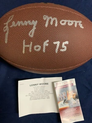 Lenny Moore Signed Wilson NFL Football JSA Baltimore Colts - Image 1 of 4