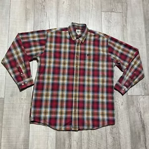 Cinch M Men’s Long Sleeve Button Down Shirt Burgundy Plaid EUC Flip Cuff Western - Picture 1 of 10