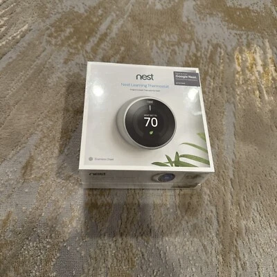 Google Nest 3rd Generation Learning Thermostat T3007ES Stainless Steel SEALED - Image 1 of 4