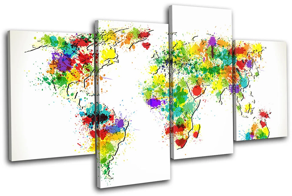 Pintura Atlas Mundial Splat Maps Banderas MULTI LIENZO ARTE DE PARED Impresión de imágenes VA Foto 1 de 1