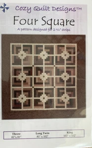 Cozy Quilt Designs Four Square Pattern. For 2 1/2inch strips, Jelly Rolls - Picture 1 of 2