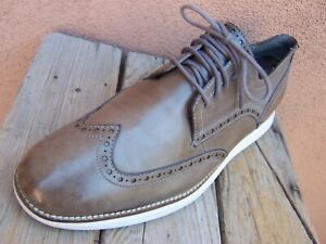 COLE HAAN Mens Casual Dress Shoe Gray Tan Leather Lace Up Wingtip Oxford Size 9W