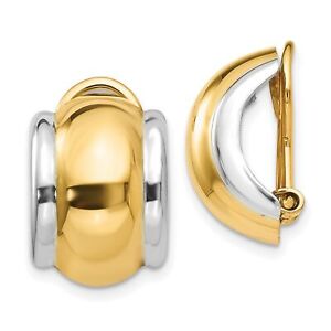 14k Two-Tone Gold with Omega Clip Non-pierced Clip On Earrings