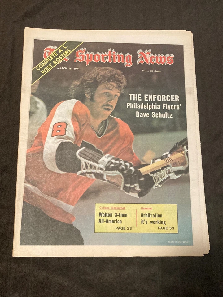 The Sporting News March 16, 1974 - Dave Schultz Philadelphia Flyers NHL Hockey - Image 1 of 4