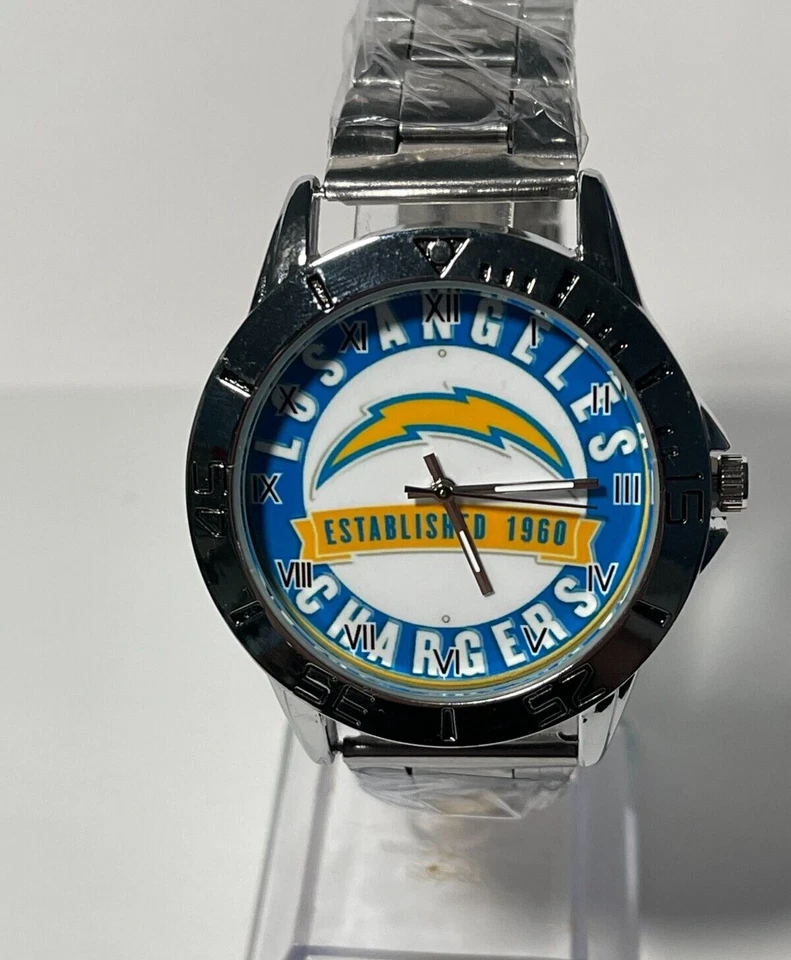 Los Angeles Chargers NFL Team Logo Men's Stainless-Steel Silver Watch NEW - Image 1 of 4