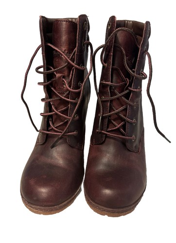 Stivali Timberland donna Tillston tacco alto 35” pelle rosso marrone usati in ottime condizioni taglia 8 5