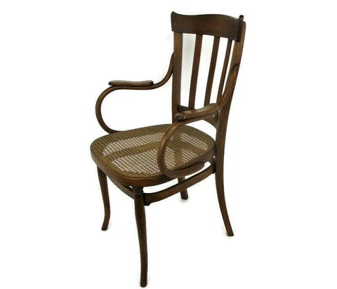 Thonet Style Loung Arm Chair Bistro Ice Cream Parlor Cane Rush Seating Plywood W Cover