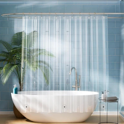 Short Shower Curtain Liner 72X65, Clear PEVA Shower Liner Lightweight Waterproof - Image 1 of 4