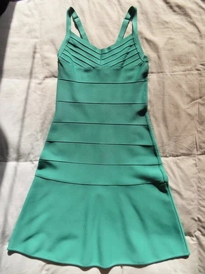 Herve Leger Green Bandage Dress Fit Flare Sleeveless Tank Designer Mini sz Small - Image 1 of 4