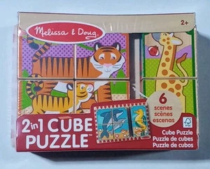 Melissa & Doug Wooden Block Cube Puzzle 6 Animal Scenes Educational New - Picture 1 of 2