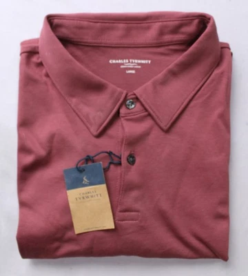 Charles Tyrwhitt Men's Short Sleeve Jersey Dress Polo NN7 Dark Pink Large  - Image 1 of 4