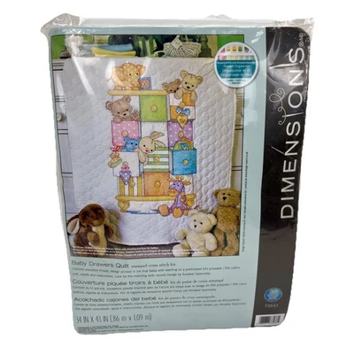 DIMENSIONS Baby Drawers Quilt Stamped Cross Stitch Kit 73537 NEW - Image 1 of 4