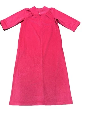 VTG Pink House Coat Velour Zip Sz M Robe Mrs Roper Grannycore Evelyn Pearson - Image 1 of 4