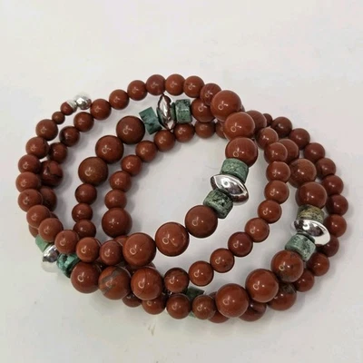 Pulsera envolvente RLM Studio turquesa jaspe rojo esterlina  Foto 1 de 4