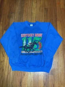 Felpa Kentucky Derby Vintage 1989 Pullover Cavallo Uomo Medium Trench Tag - Foto 1 di 4
